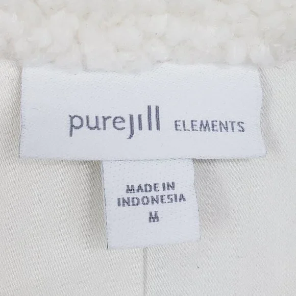 J. Jill Pure Jill Elements Long Vest Women's M Ivory White Sherpa Faux Shearling - Picture 3 of 11